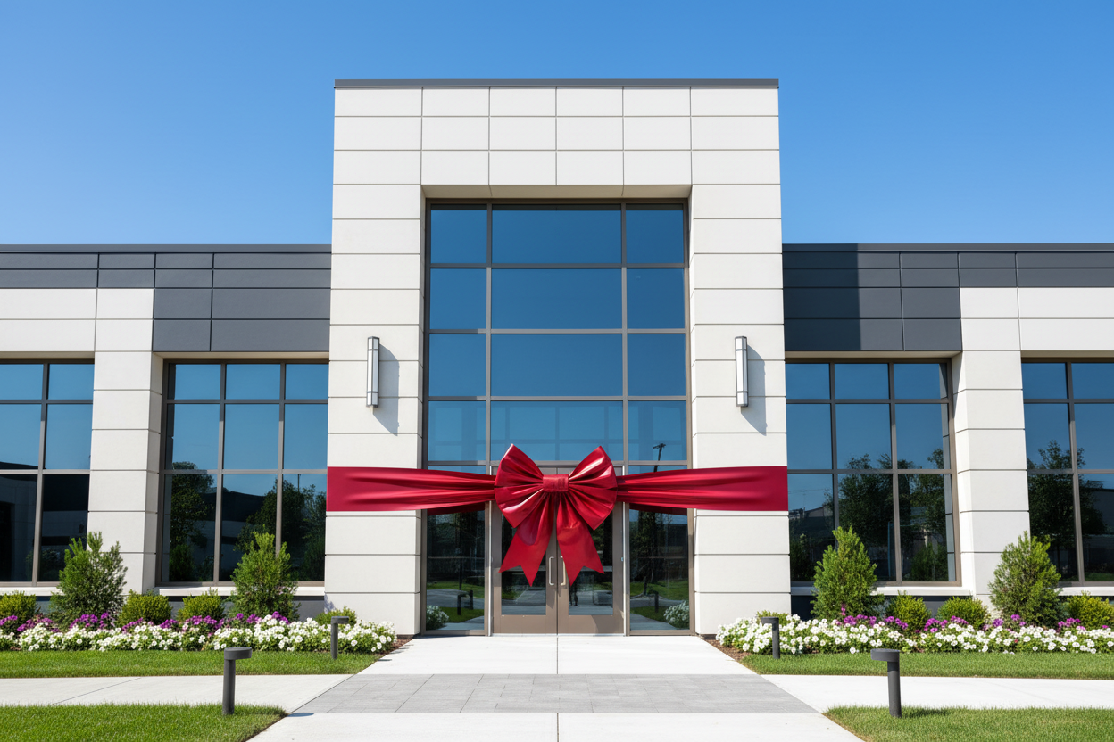 Completed Construction Project with Ribbon