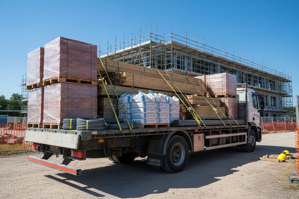 Materials Delivery Truck at Construction Site